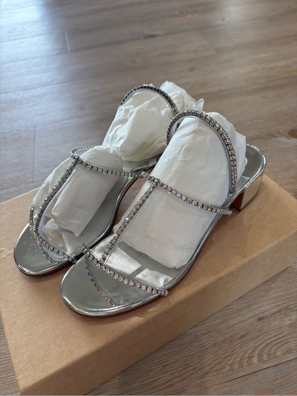 Christian Louboutin Silver Simple Queenie Sandal